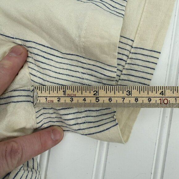 Thread & Supply Cream Blue Stripe Linen Blend Shorts Elastic Waist Coastal Sz‎ M - Picture 5 of 7
